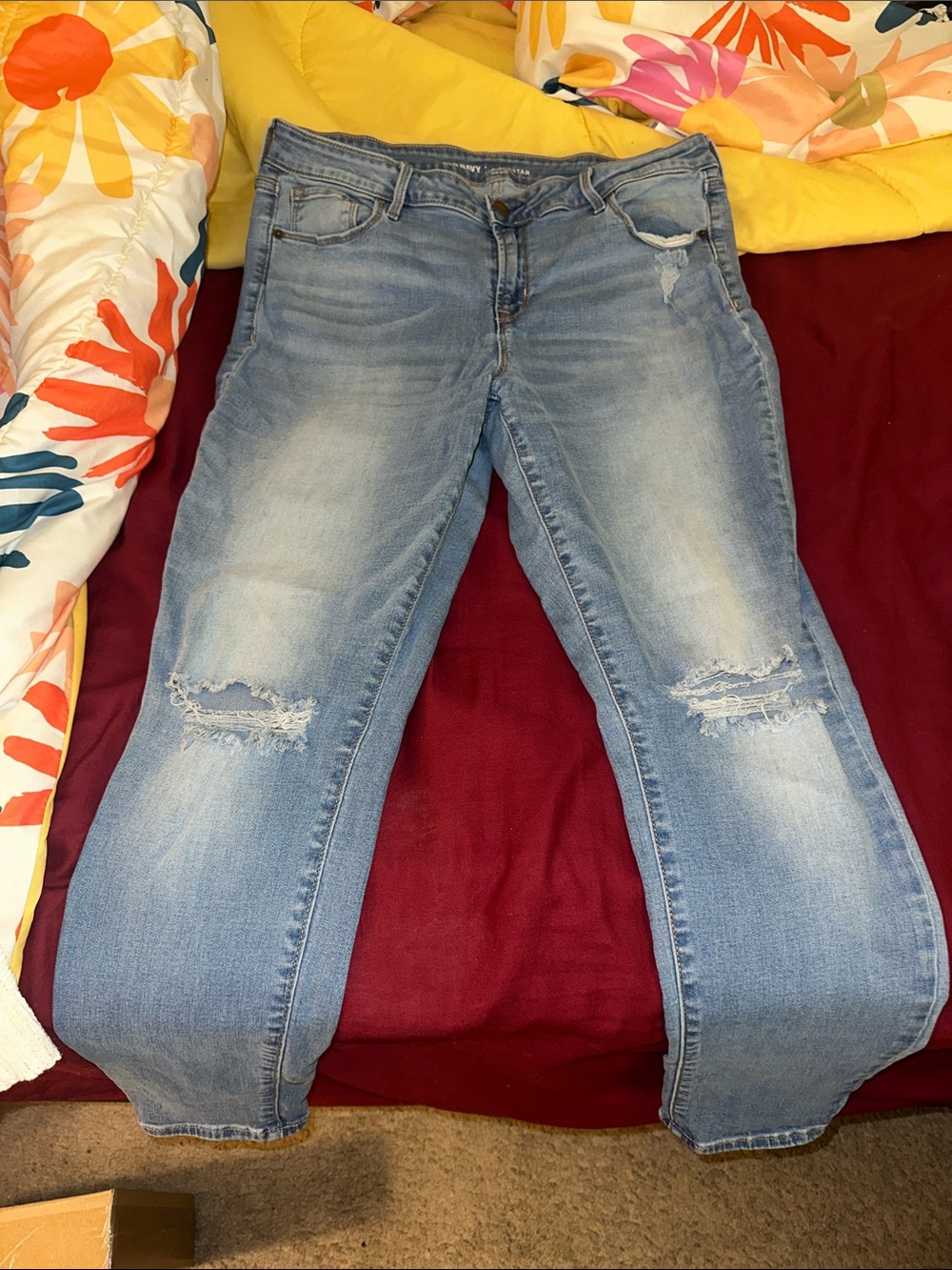 Old Navy Light Blue Skinny Distressed Jeans